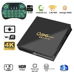 Smart TV Box Android & i8 keyboard 128G IPTV Set Top Amlogic S905L Quad Core 2.4G WIFI 4K Media Play. H. 265 Q96 MAX TV Box
