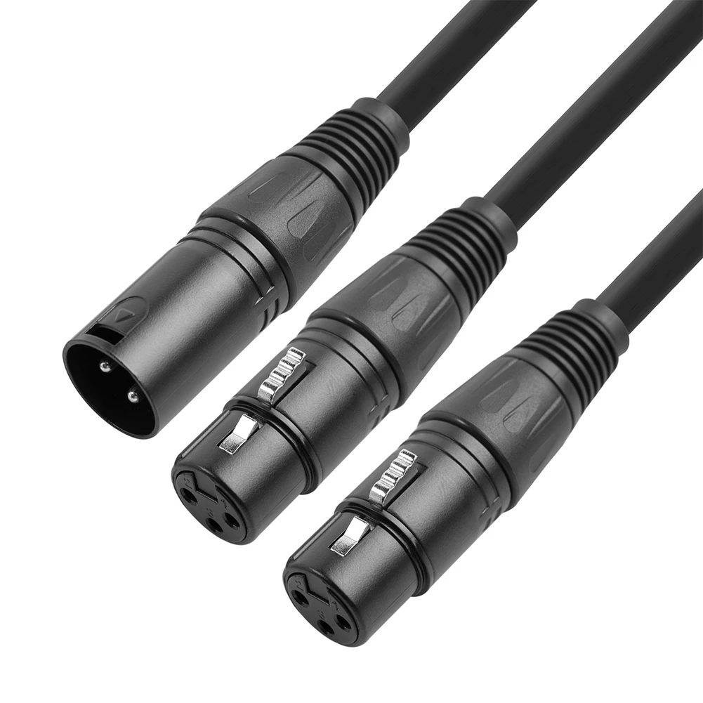 50cm 3 Pin Jack Female Extension Line for Canon XLR Male to Dual XLR Female Y Data Cable Power Adapter Converter Splitter