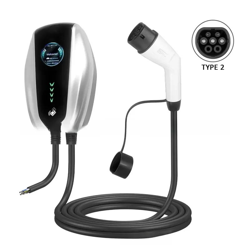 ST-E303TYPE 2 electric vehicle wall-mounted AC charging pile can be operated by mobile APP and can be swiped.