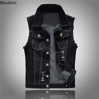 2025 Men's Fashion Jeans Sleeveless Jacket Vest Male Black Blue Denim Jeans Vest Man Cowboy Outdoors Waistcoat Mens Jacket Vest 2 2025 Men's Fashion Jeans Sleeveless Jacket Vest Male Black Blue Denim Jeans Vest Man Cowboy Outdoors Waistcoat Mens Jacket Vest 2