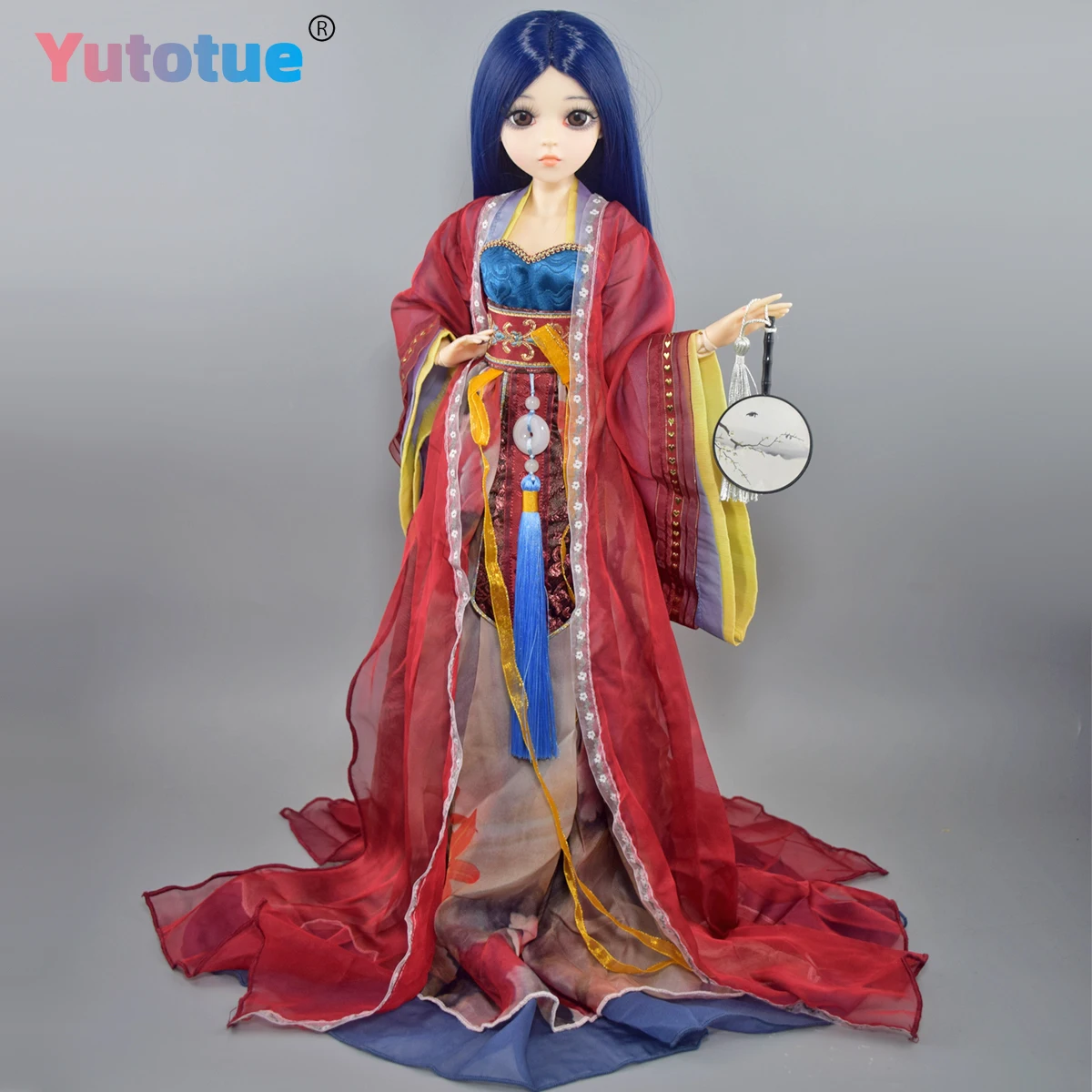 Lalka YUTOTUE o wysokości 60 cm w stylu starożytnym, dziewczynka z długą peruką, ręcznie robione ubranka, zestaw lalki BJD.