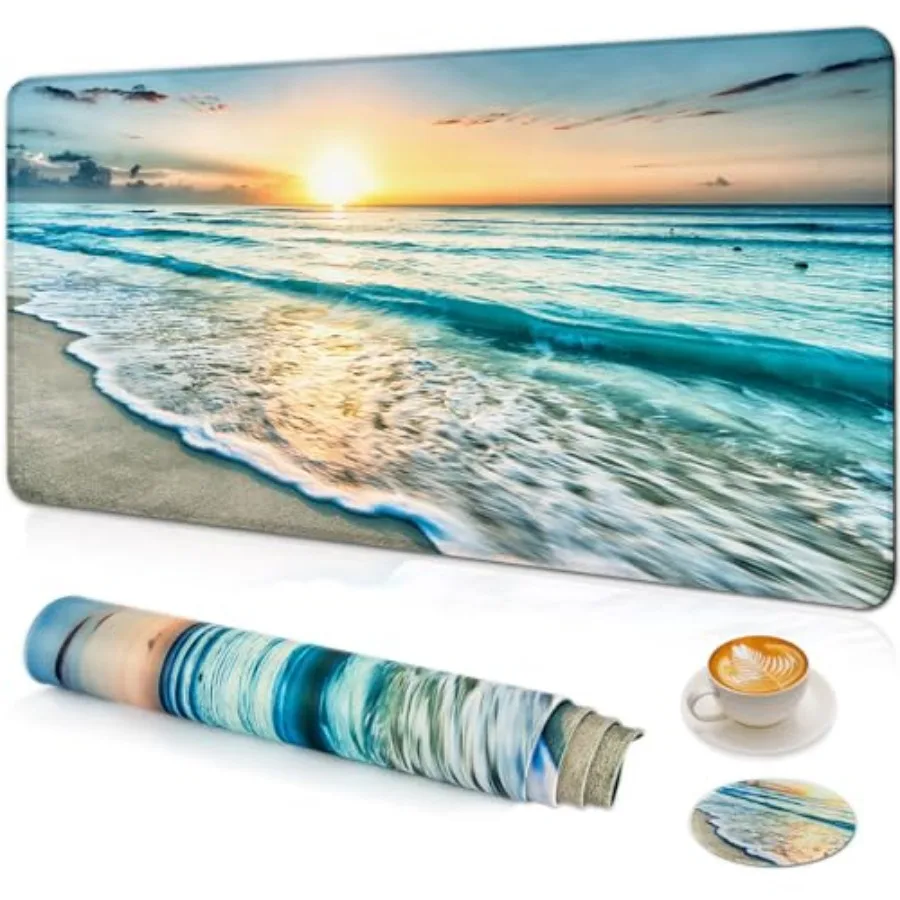 

Large Gaming Mouse Pad with Coaster, Desk Matt for Desktop, Desk Pad, Mouse Pads Mat, Stitched Edges Big Extended Mousepad for