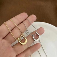 New Personality Design U Shape Horseshoe Pendant Necklace for Women Charm Stainless Steel Collarbone Chain Jewelry Gift Fastness