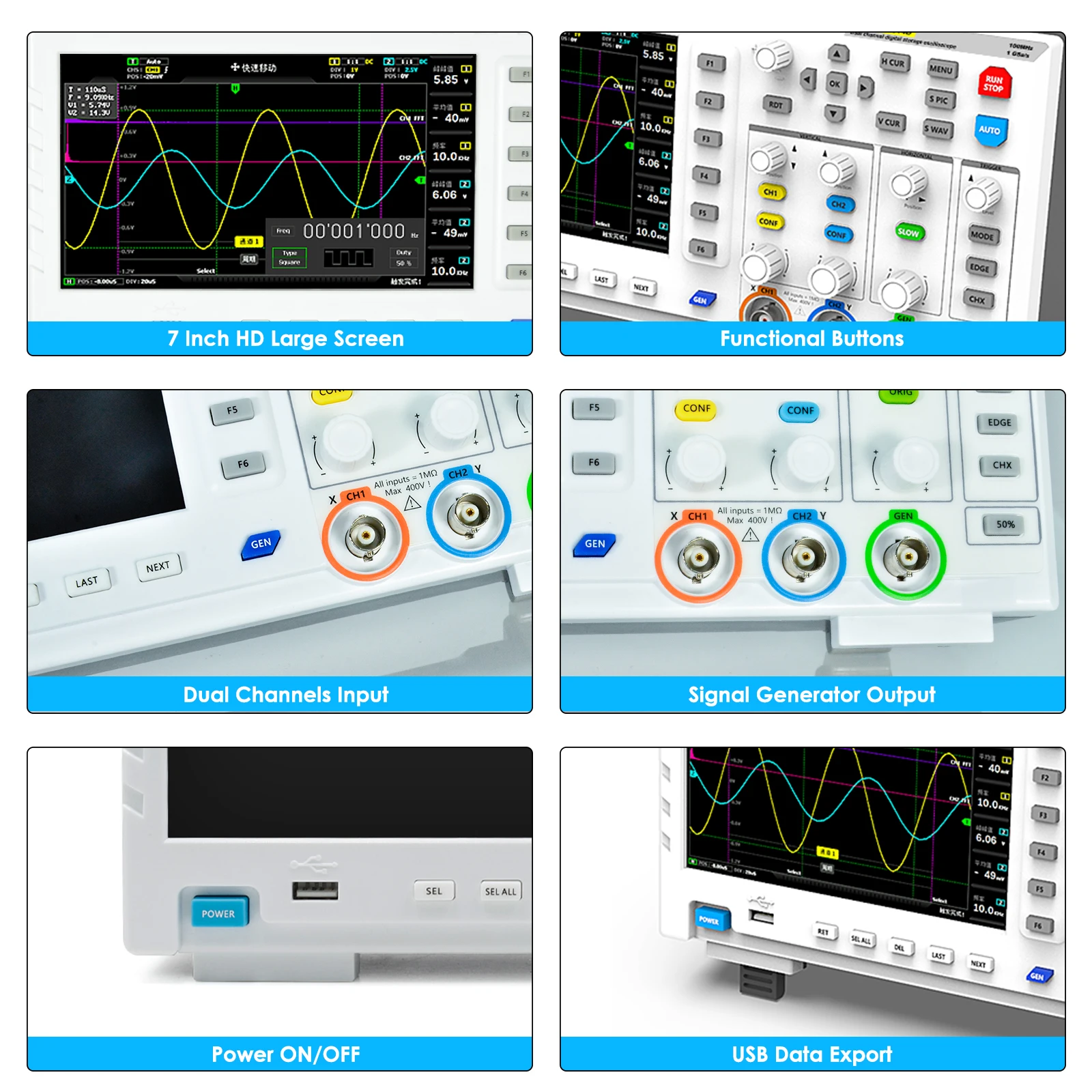 Oscilloscope 2 in 1 Digital Oscilloscope DDS Signal Generator,2 Channels 100Mhz,1GSa/s Sampling Rate Built-in 1GB,FNIRSI 1014D