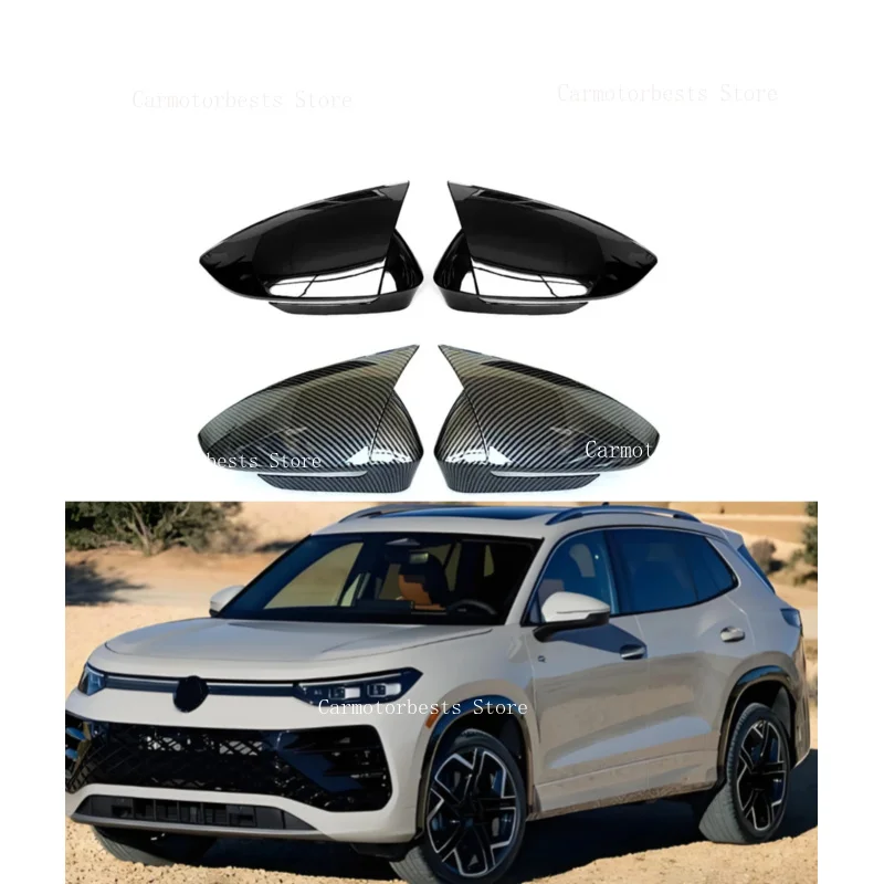 Car  Rearview Side Mirror Cover Fit For Volkswagen Tiguan MK3 2025 2026   Wing Cap Rear View Case Trim Carbon Fiber