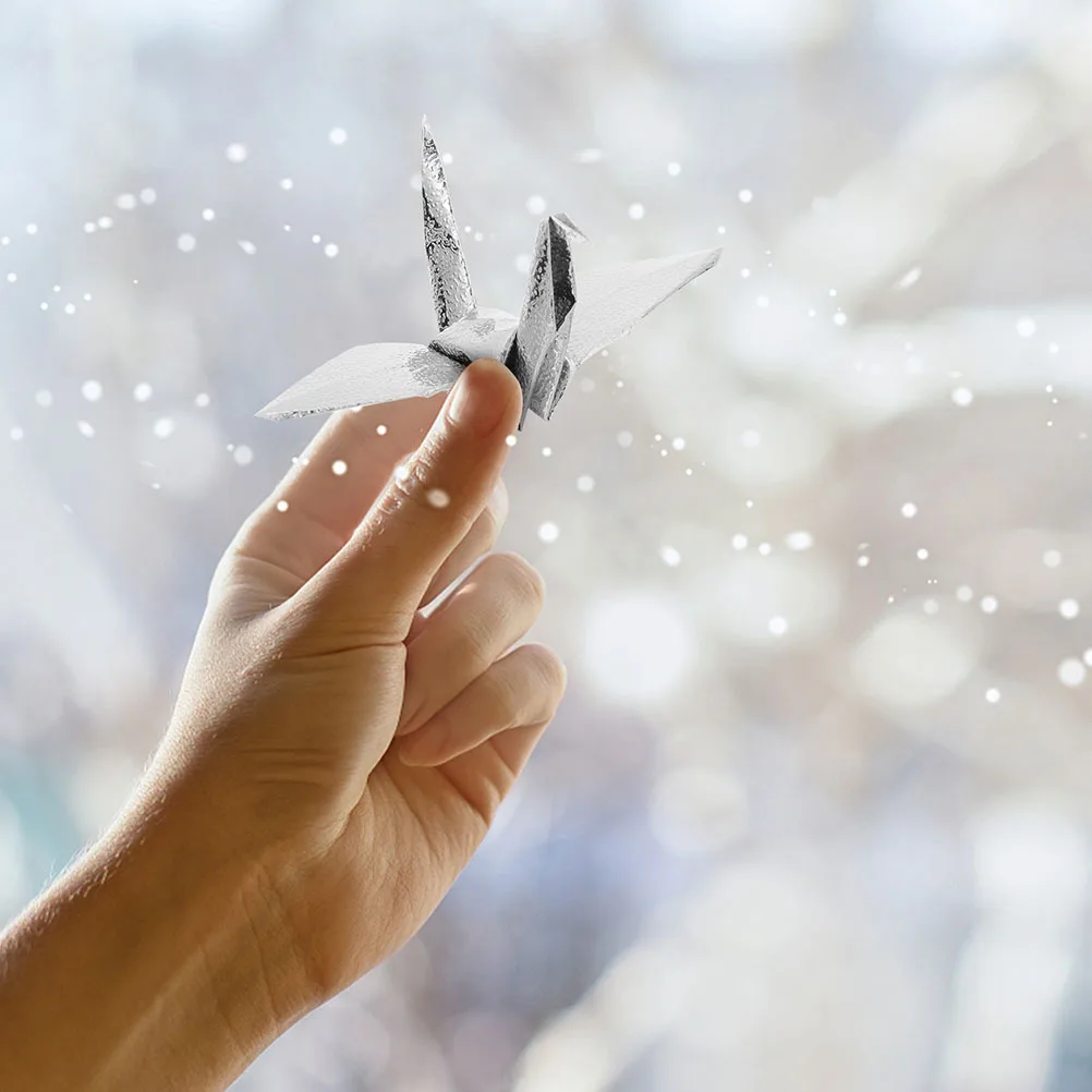 مجموعة أدوات أوراق أوريغامي اللامعة المربعة التي يمكنك صنعها بنفسك، أوراق قابلة للطي مطلية باللؤلؤ لمشاريع الحرف اليدوية، مادة فنية فضية