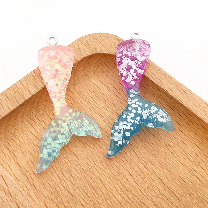 2Pcs/Lot 24x46mm Mermaid Tail Charms Pendants Handmade Hanging Decoration DIY Findings Jewelry Making Accessories