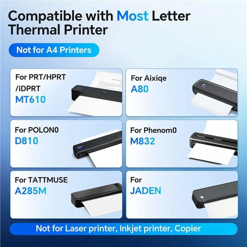 Thermal Paper 8.5 X 11 Letter Thermal Printer Paper 400 Sheets,For IDPRT HPRT PRT MT610 And Most Letter Portable Printer