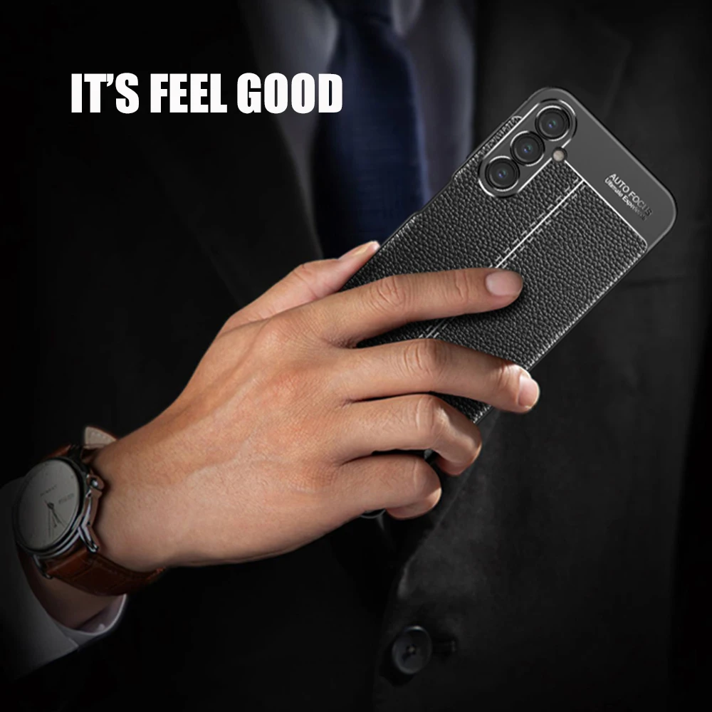 A15 Classic Luxury Brand Original Shockproof Armor Cover for Samsung Galaxy A15 5G Soft Leather Carbon TPU Mobile Phone Cases