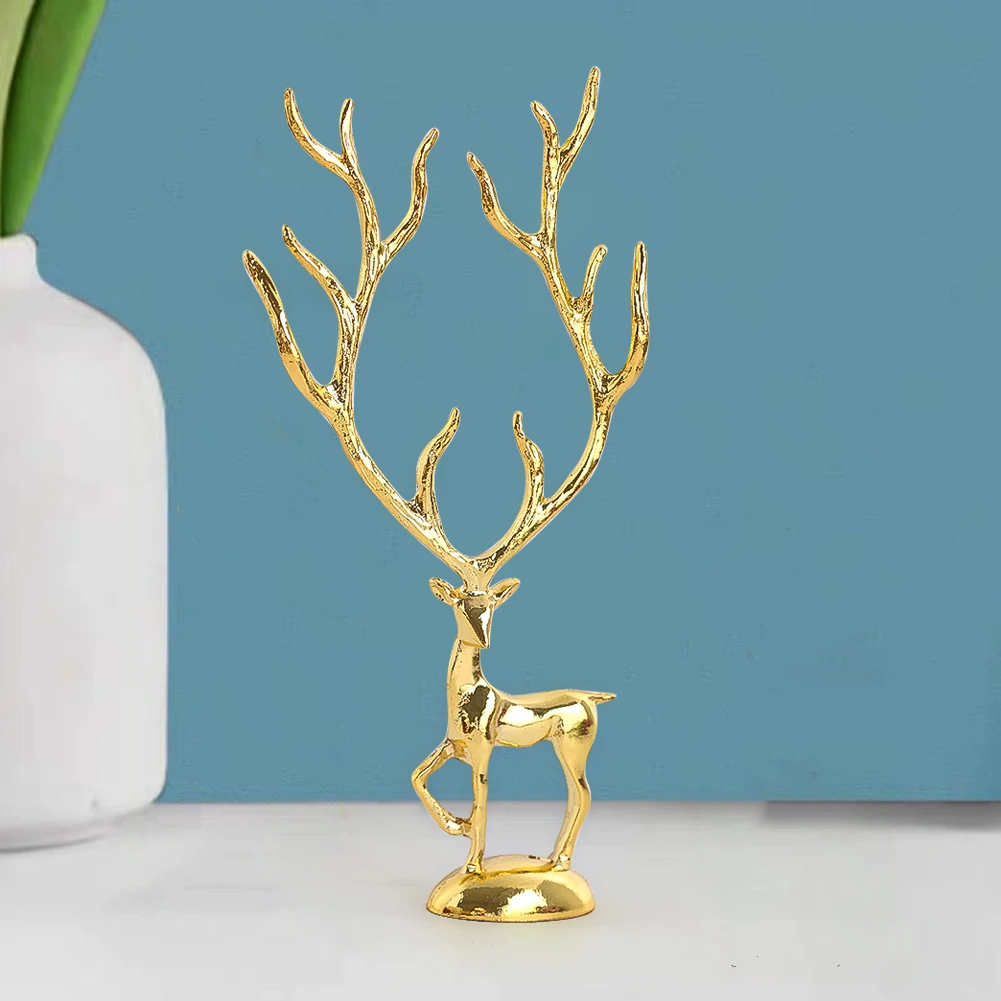 Gold Elk Animal Shape Figurine Alloy Electroplated Crafts Solid Metal Decorative Article Creative Home Decoration Accessories