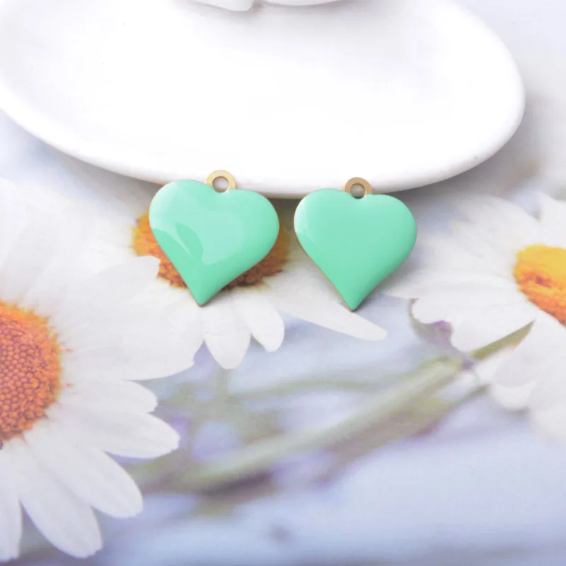 10 Stück Kupfer Beidseitig Emaillierte Herz-Anhänger Bunte Damen Halskette Ohrringe Öltropfen Liebesanhänger DIY Schmuckzubehör – Detail 4