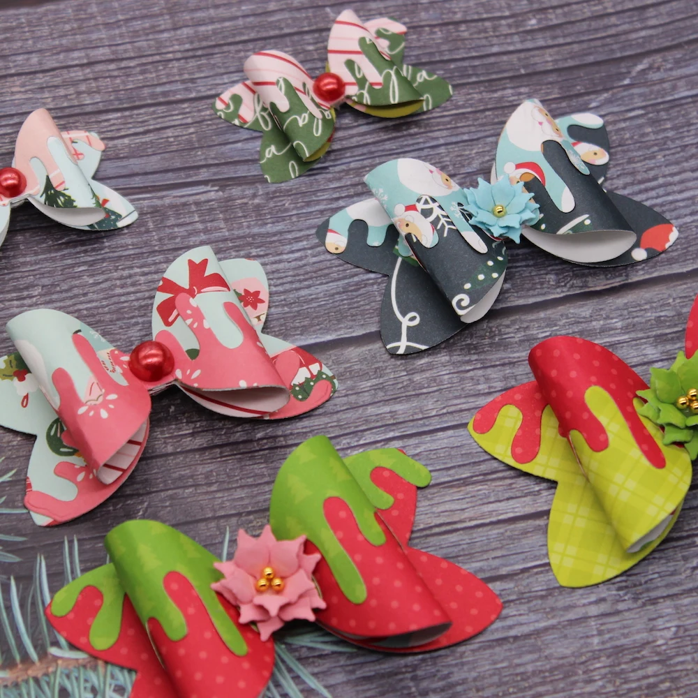 KSCRAFT Christmas Drippy Bow Metal Cutting Dies Stencils for DIY Scrapbooking Decorative Embossing DIY Paper Cards