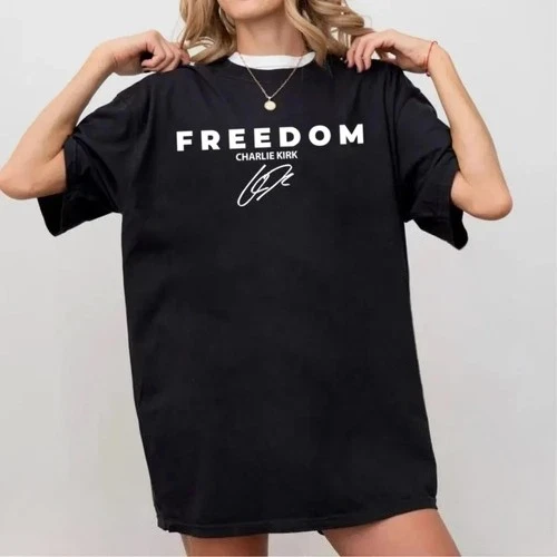 الحرية تشارلي كيرك نيرفور الإسلام التوقيع محيط تي شيرت جودة عالية شخصية الشارع أزياء قصيرة الأكمام قمم