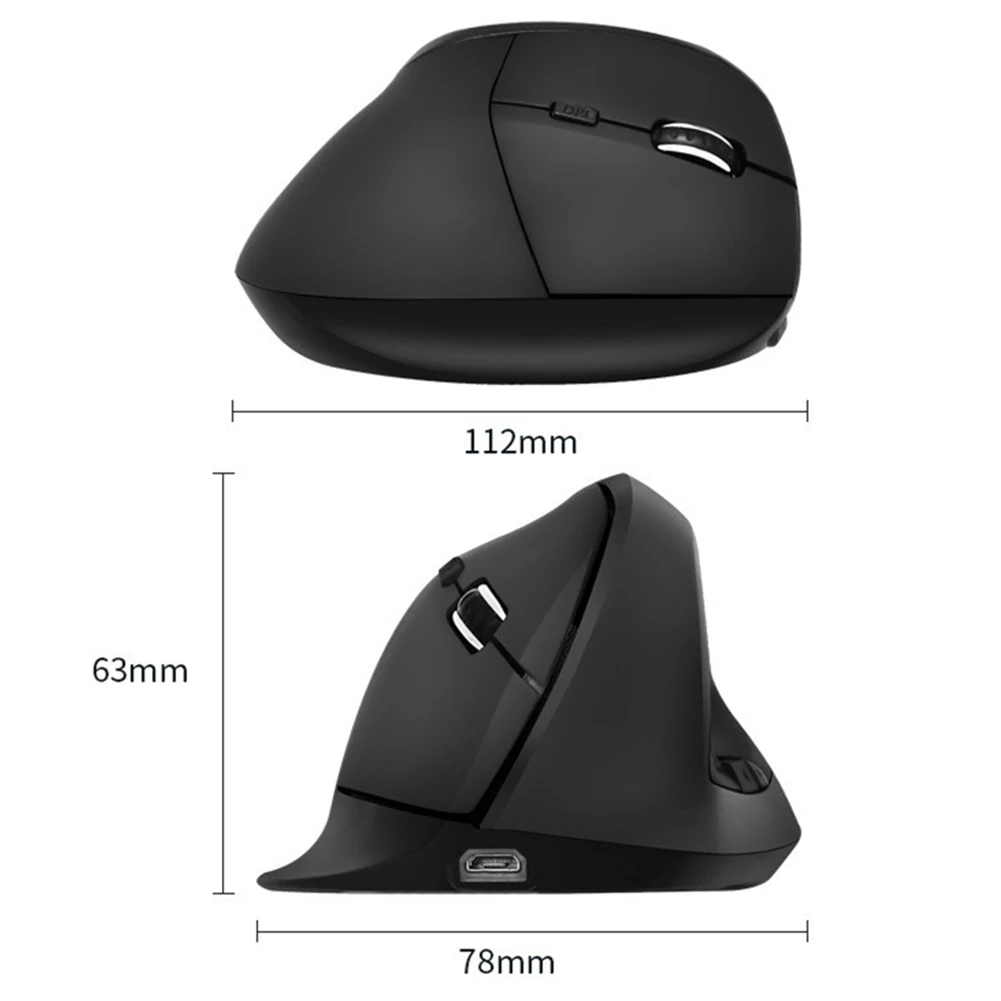 Mouse ergonomico verticale 2.4G con ricevitore USB Mouse ottico ergonomico verticale wireless 6 pulsanti per laptop PC desktop MacBook