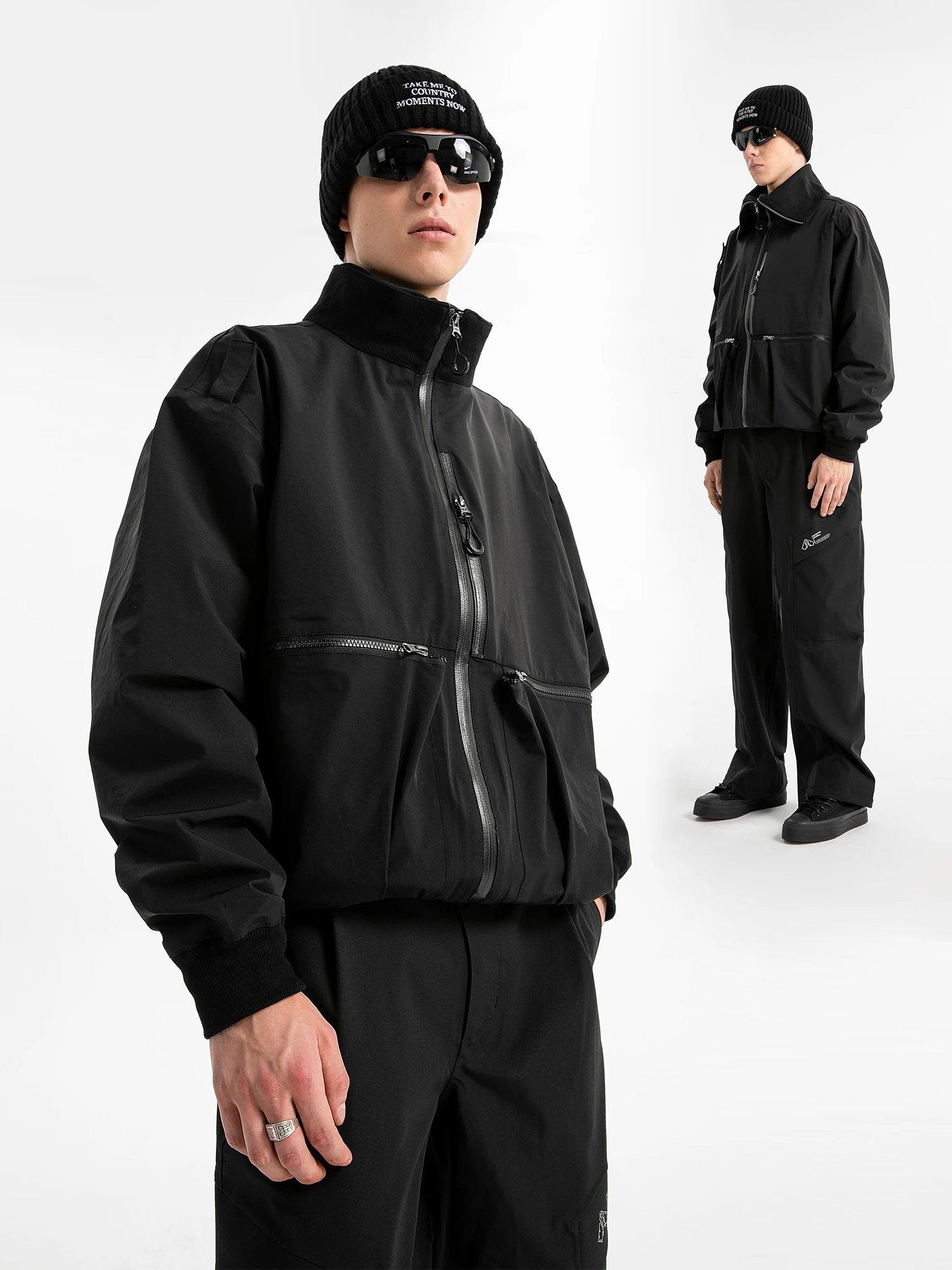 whyworks 24aw tension zip ma1 bomber jacket vibe gorpcore Reflective 2-way zipper fashion urban outdoor all black style