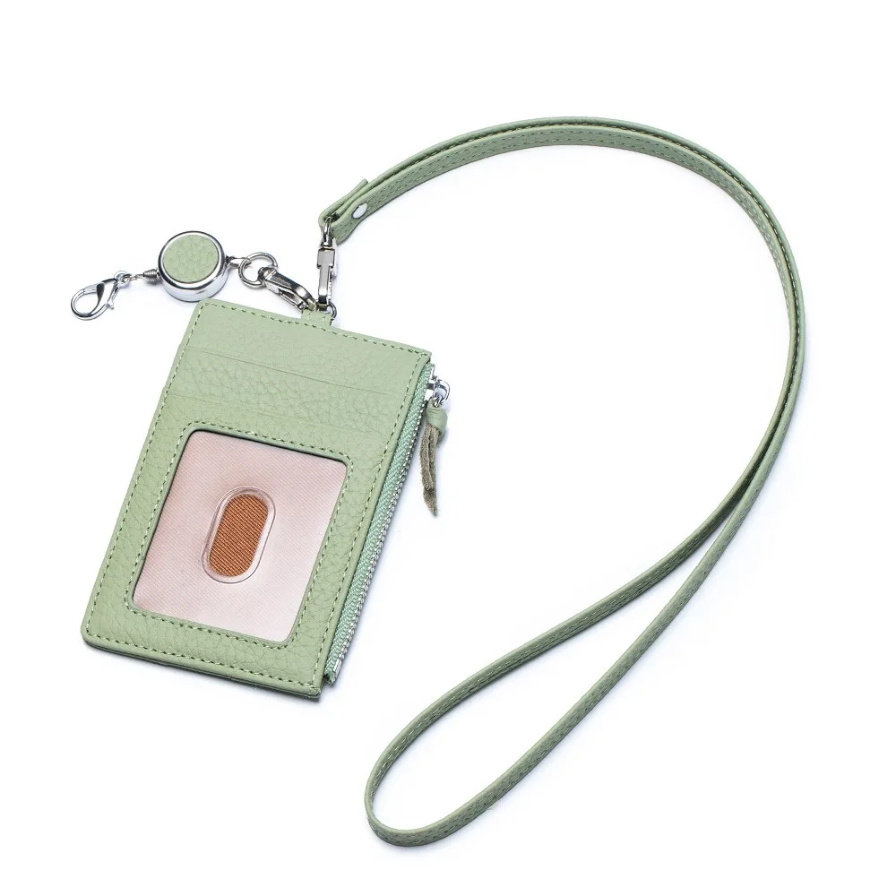 

Portable Neck Strap Card Holder Neck Hanging with Lanyard ID Card Case Bank Card Organizer Zipper Pouch Reel Strap Badge Holder