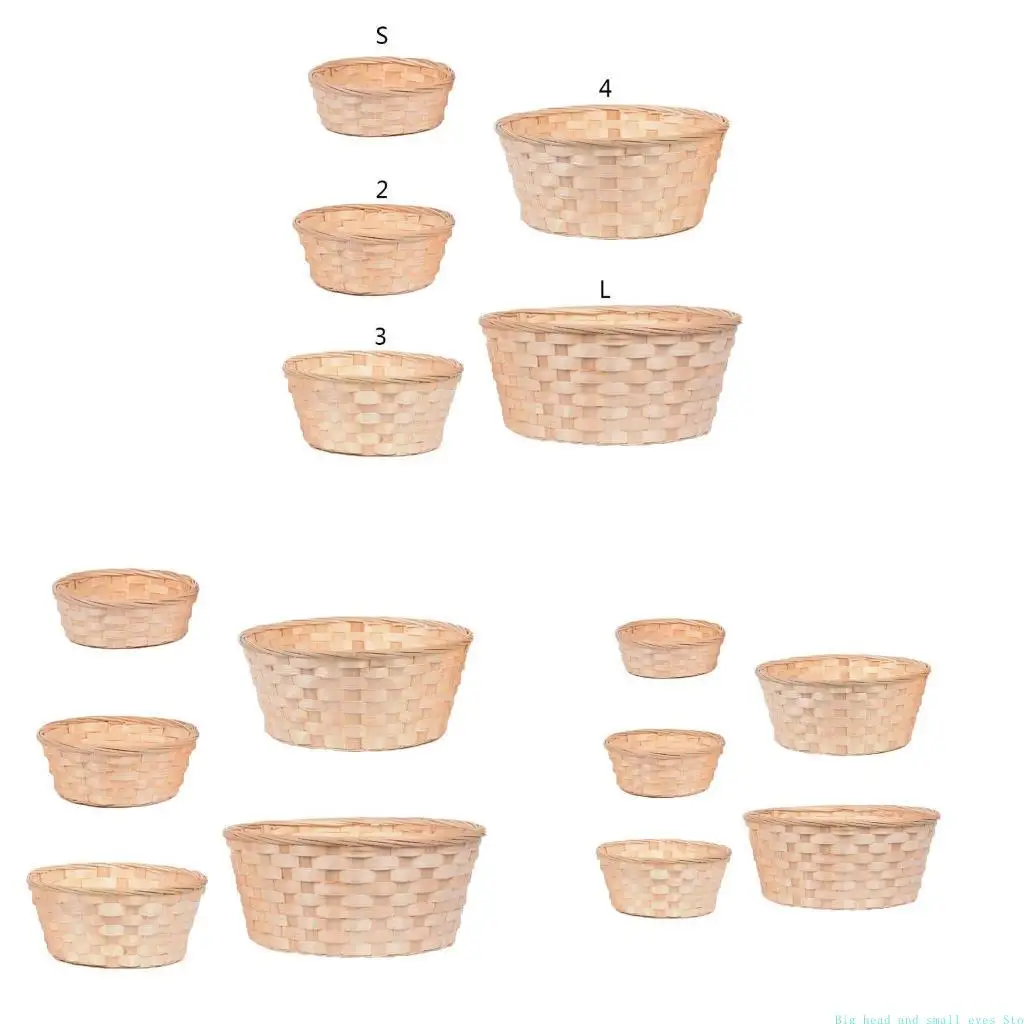581C Household Wicker Bread Storage Basket Display Tray Decorative Empty Gift Basket