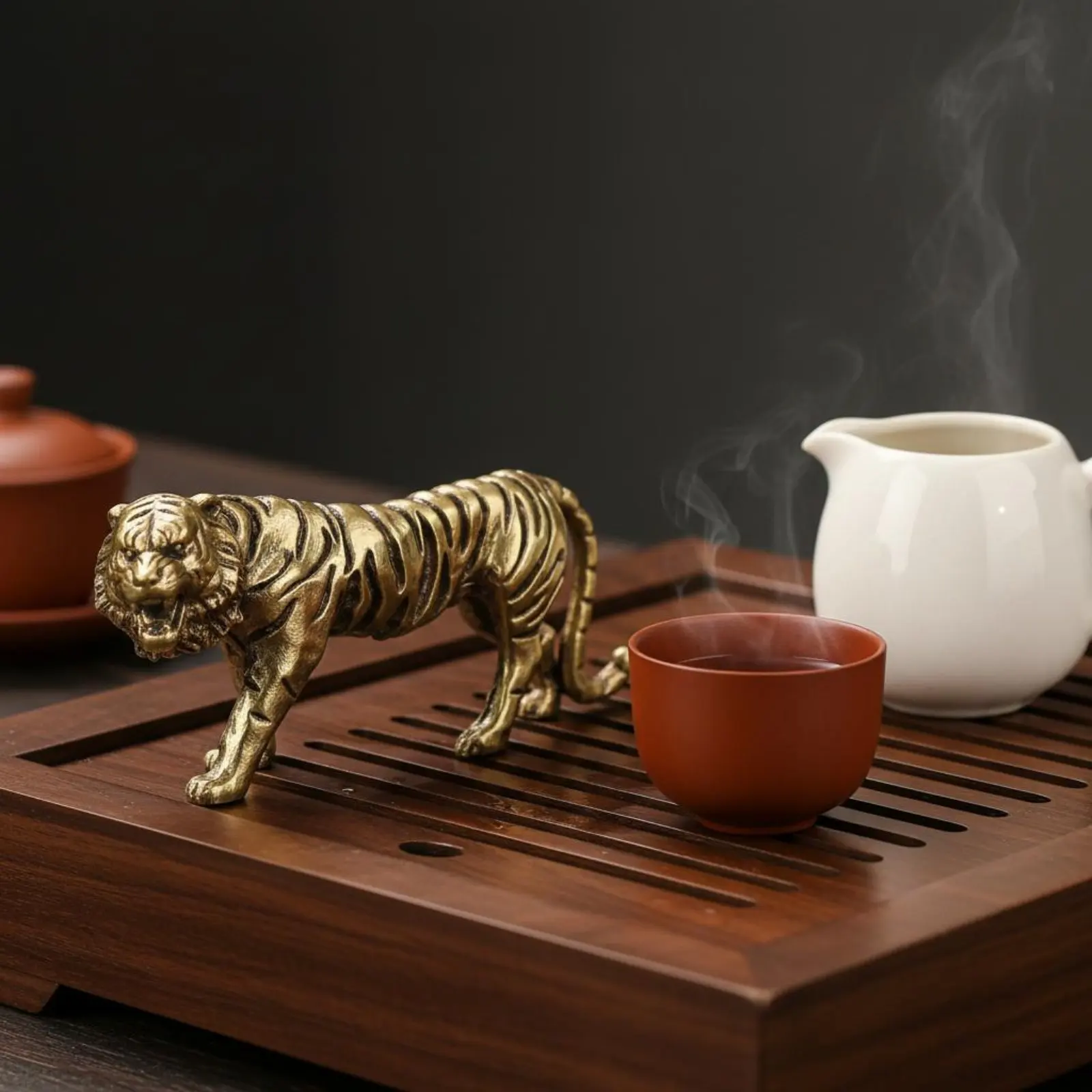

Chinese Astrological Tiger Figurine Detailed Craftsmanship Vintage Tiger Paperweight House Decoration Handmade for Office