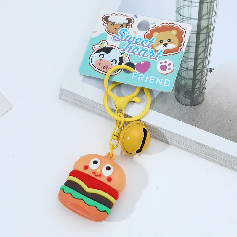 1/3/5PCS Cute Hamburger Fries Keychain Cartoon Food Charm Keyring Funny Car Decor Bag Pendant Gift for Kids Party Favors