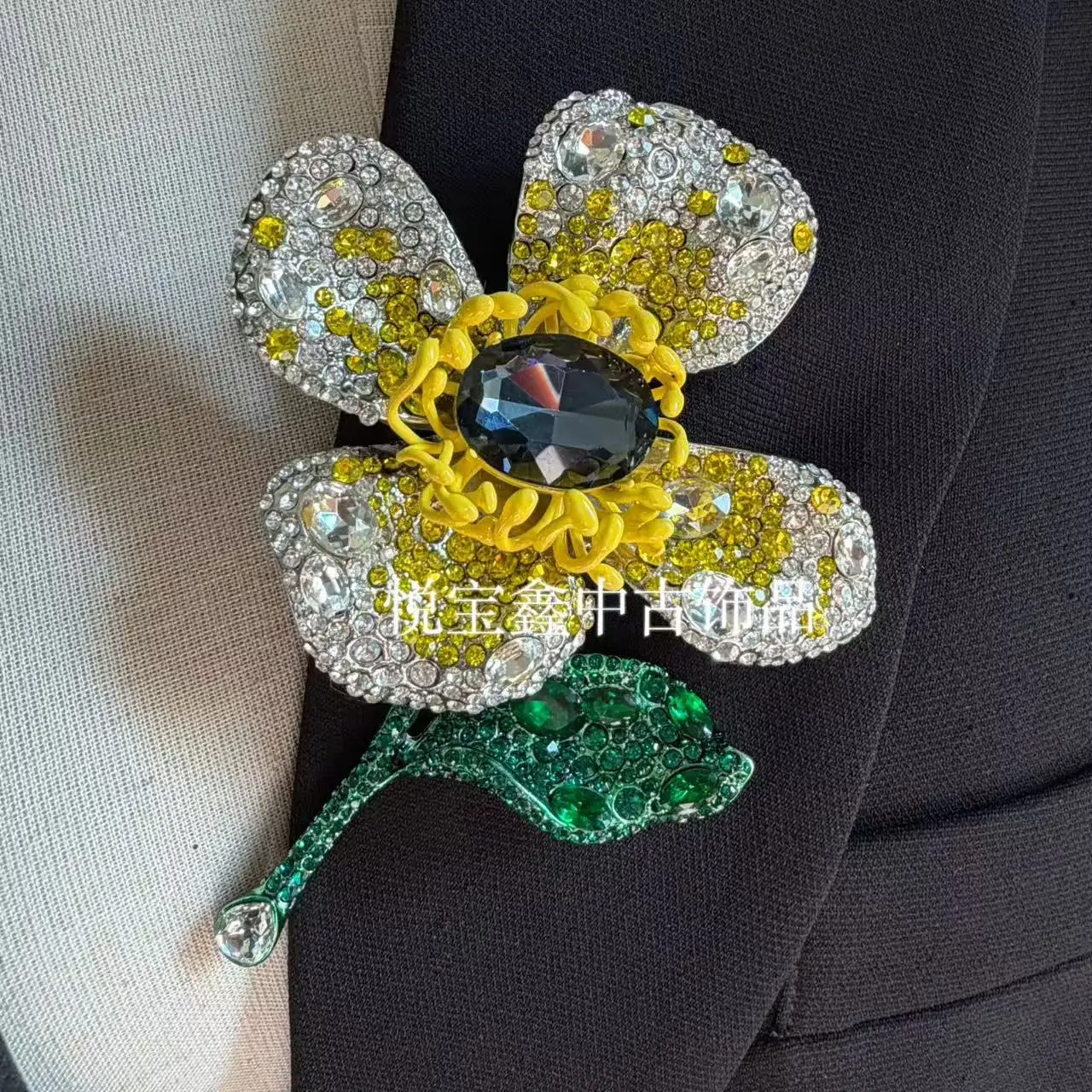 heavy industry  flower brooch elegant zirconium brooch suit jacket corsage accessories