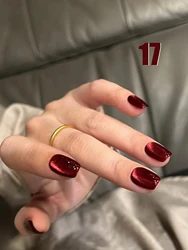 MIANEL 12ML 1-21pcs Maillard Red Cat Eye Gel Nail Polish Cat Magnetic Gel Red Nails Whitenning Gel Polish New Year Nails