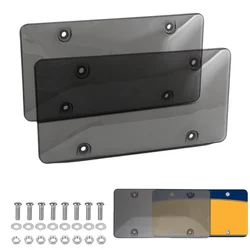 2 Pack Car License Plate Tinted Tag Shield Cover Plastic Clear Protector Car License Plate Frame Exterior Accessories