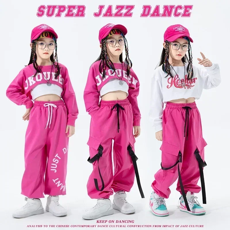 New Girls Jazz Dance Performance Dress Girls Hip-hop Suit Cool Belly Button Exposed Clothing Children's Hip-hop Fashion Clothes