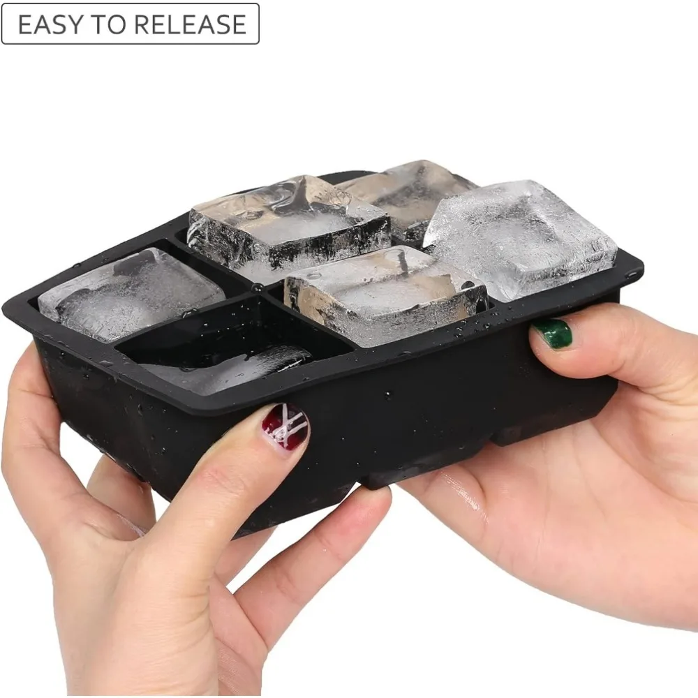 Bandejas para cubitos de hielo, bola de silicona para whisky, fabricante de bolas de hielo con tapas, moldes cuadrados grandes para cubitos de hielo para cócteles Bourbon, 1 o 2 uds.