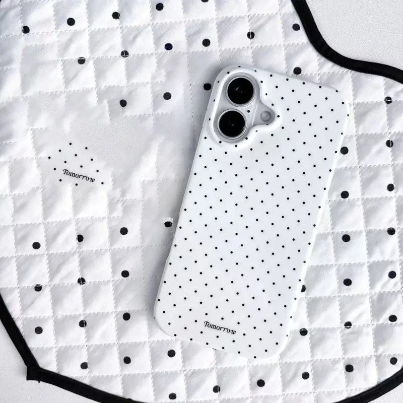 Ins White And Black Polka Dots Minimalist Jelly Phone Case For iPhone 18 17 16 15 14 13 12 11 Pro Max XR XS 7 8 PLUS 17air Cover view 4