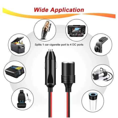 Car Cigarette Lighter Splitter 1 to 4 Female Socket Plug Power Adapter 4 Ways Connector 12V 24V 15A car accessaries