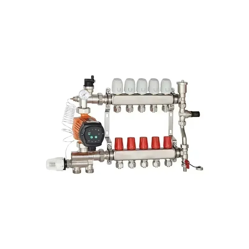 Stainless Steel Underfloor Heating Manifold Kit with Flow Meter/mixing Pump / Temperature Control Actuator( 2 Ways To 16 Ways)