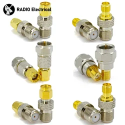 Conector recto F TV a SMA hembra macho, enchufe rápido RPSMA a F, adaptador RF coaxial, Latón chapado en oro de alta calidad