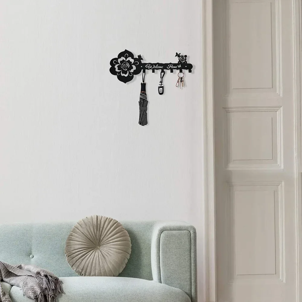 

Hello Young Stylish Black Rose Butterfly Key Hanger Indoor Wall hanger Decoration Perfect Valentine's Day Gift Wall hanging Wal