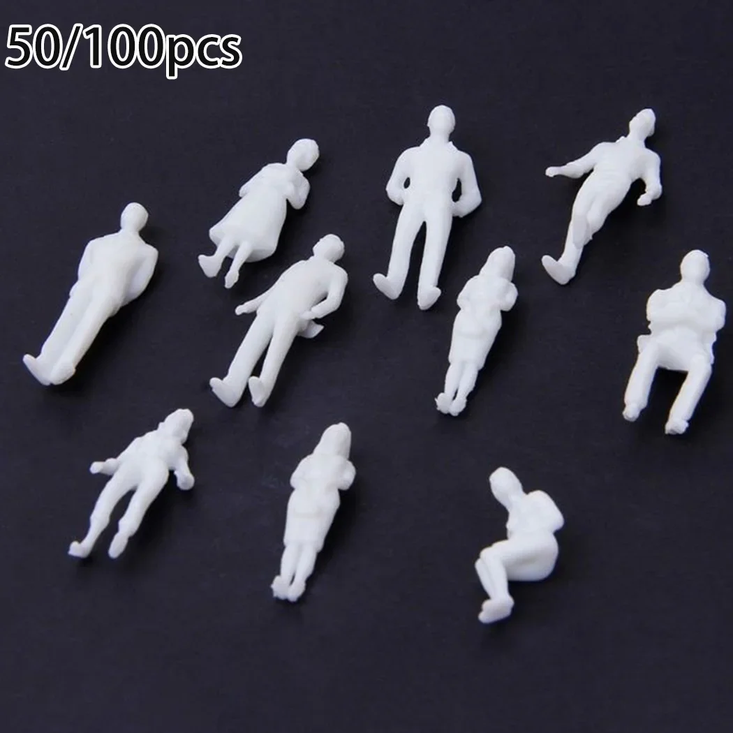 50/100Pcs 1:75 Scale Miniature White Figures FArchitectural Sand Table Railway Model Human HO Model Plastic People Diorama Kit