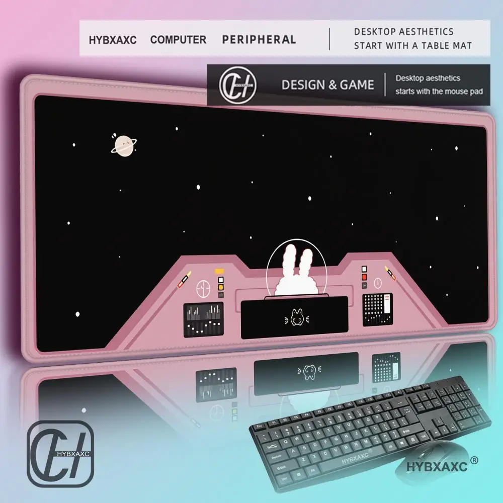 HYBXAXC Space Rabbit Astronaut Game Mouse Pad E-Sports Computer Thickened Desktop Mat Anti-Slip Washable Rubber Keyboard Pads