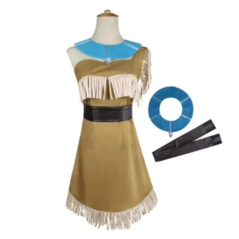Avatar Airbender ครั้งสุดท้าย Toph Bengfang Pocahontas คอสเพลย์เสื้อผ้าเครื่องแต่งกายชุดเจ้าหญิงอินเดียชุดสําหรับผู้หญิงฮาโลวีน