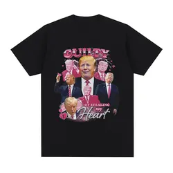 Lustiges Donald Trump Guilty of Stealing My Heart T-Shirt für Herren, hochwertige 100 % Baumwolle, weiche, lässige Kurzarm-T-Shirts, Unisex