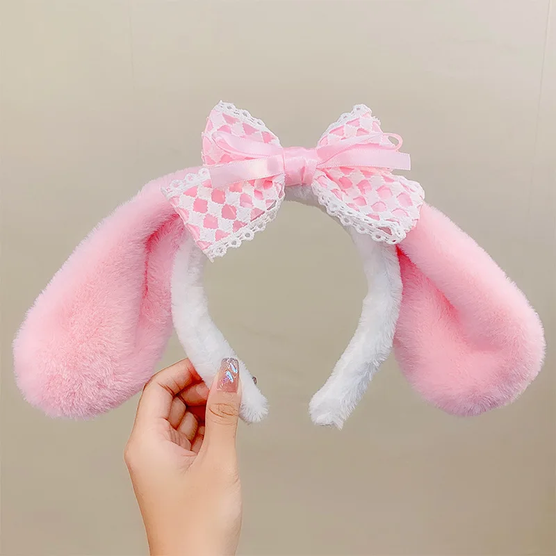 Kawaii Serie Plüsch Stirnband Kuromi My Melody Cinnamoroll Hund Anime Niedlichen Cartoon Plüsch Ohr Stirnband Haar Zubehör Geschenk – Detail 8