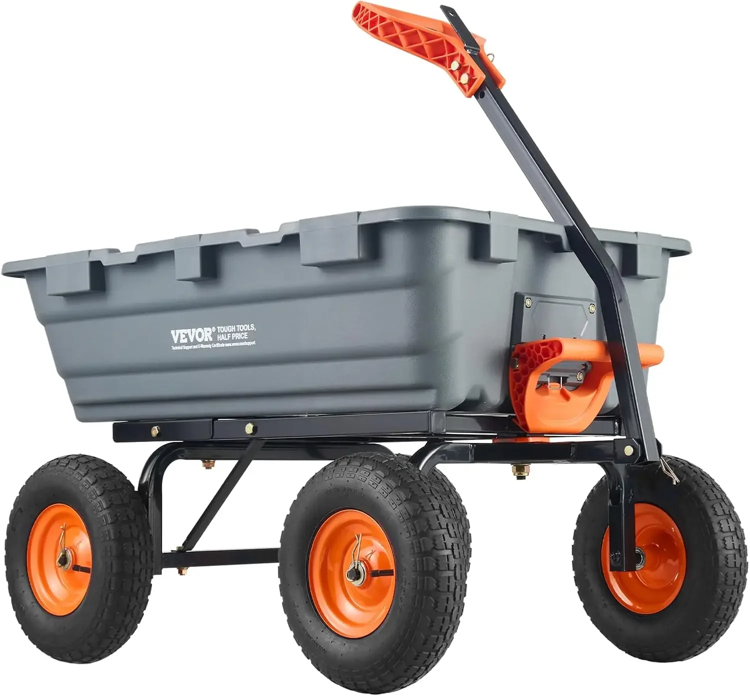 1200lbs 7Cu.Ft. Garden Dump Cart with 2-in-1 Convertible Handle and 13in All Terrain Wheels, Heavy Duty Poly Yard Dump Wagon Uti