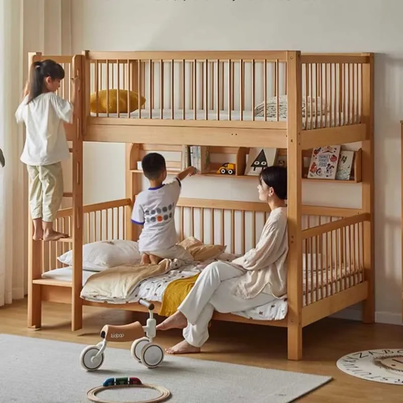 Nordic Kids Bedden Massief Hout Stapelbed Bovenste Onderste Moderne Kinderen Bedden Verhoogde Vangrails Meisje Veilig Letto Een Castello Huismeubilair