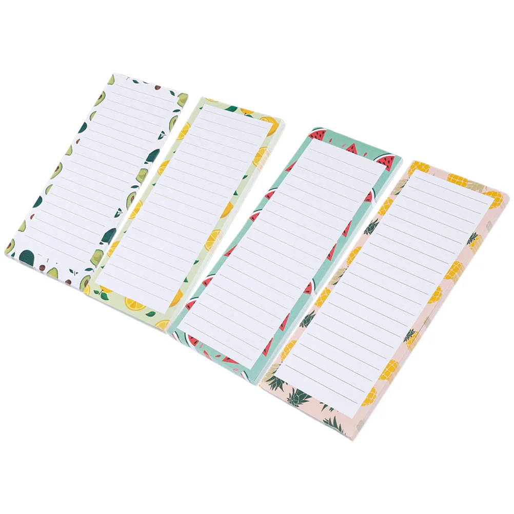 

4 Pcs Magnetic Message Board Refrigerator Fridge Notepad Shopping List for Memo Notepads Fridges The Fruit