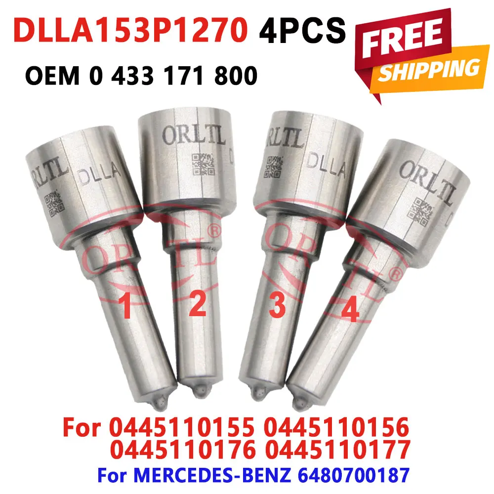 4 PCS DLLA153P1270 Spray DLLA 153 P 1270 Jet Nozzle DLLA 153P1270 Injector Nozzle 0 433 171 800 for Mercedes-Benz 6480700187