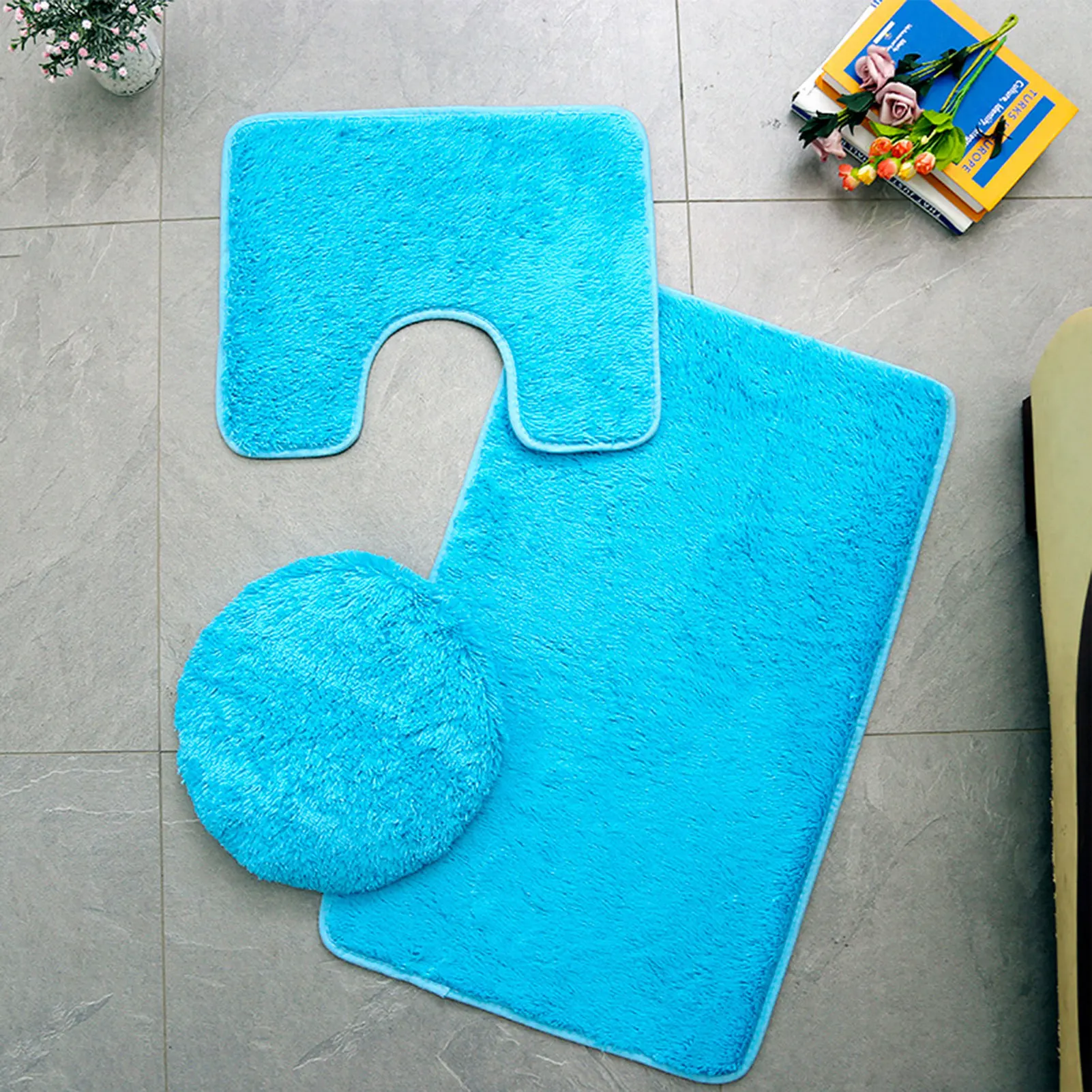 3pcs Non-Slip Soft Bath Rugs Thickening Absorbent Floor Mat Complement Your Bathroom Decor