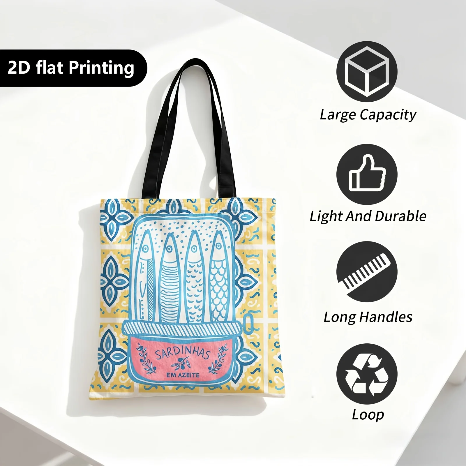 Spacious Tote Bag for Women Perfect Versatile Everyday Carryall for Work Sardines Tinned Tile Design Grocery Shopping Beach Day