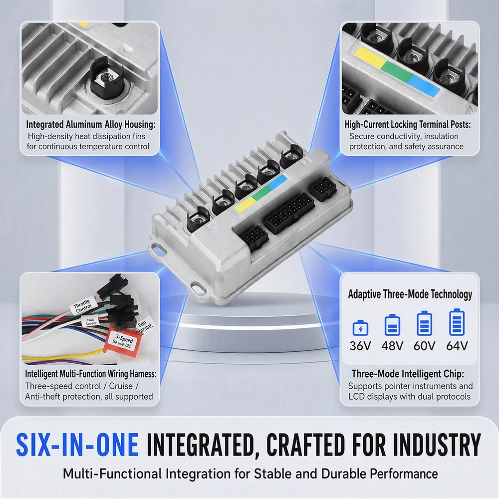 36V/48V/60V/64V Sine Wave Speed Booster 25-30A 500-1000W Brushless DC Motor Controller for E-bike Scooter Electric Bicycle Modif