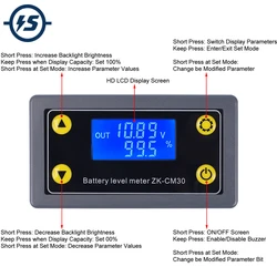 Coulometer Battery Voltage Monitor Lead-acid Capacity Coulomb Meter 30A Charge Discharge Protection Controller 6-60V LCD Display