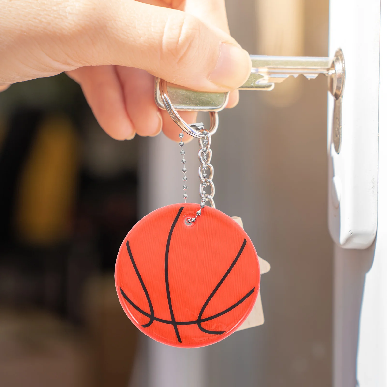 

11Pcs Basketball Reflective Pendant Safety Traffic Warning Keychain Backpack Bag Charm Fluorescent Sports Ornament Lightweight
