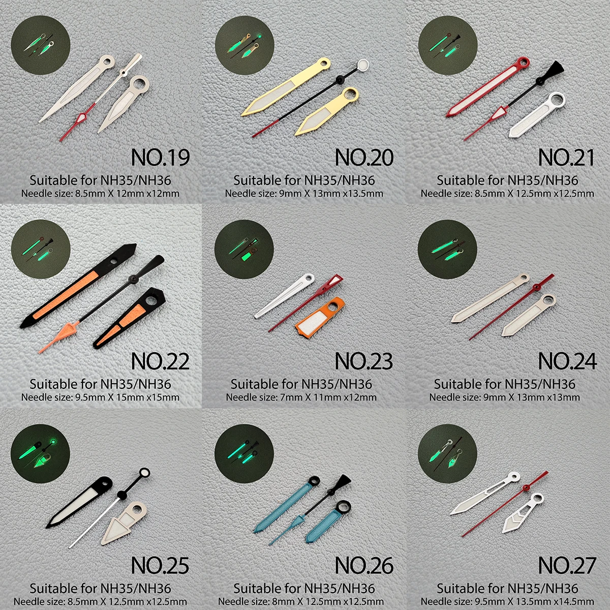 Watch Accessories Watch Hands NH35 Hands Green Luminous Suitable For NH35, NH36 Movement Pointer NO.1-NO.44