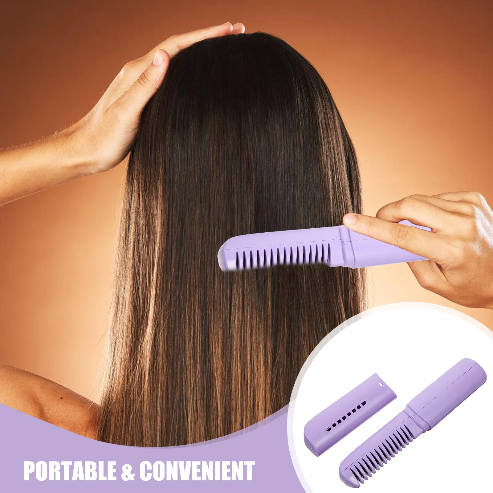 

Portable USB Hair Straightening Comb Cordless Hot Brush for Women Fast Heating and Travel-Friendly Design Hair Straightener Comb