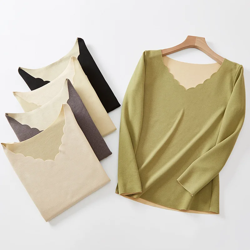 

women's short sleeve thermal t-shirt Plus Velvet Warm Thermo Lingerie Crop Top Long Thermal Shirt Women